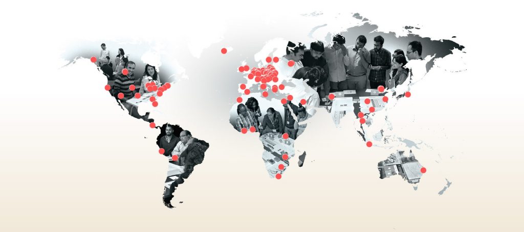 Map with places where Centre for Systems Solutions held their workshops